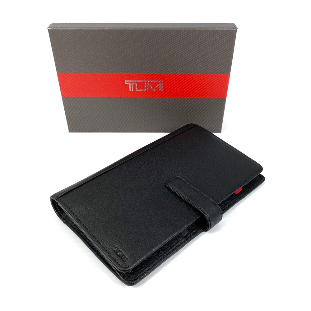 Tumi Black Leather Travel Organizer Wallet RFID